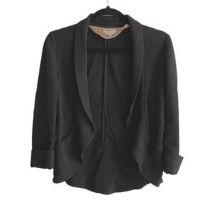 ARITZIA Wilfred Chevalier Open Front Cropped Blazer Jacket Black 0